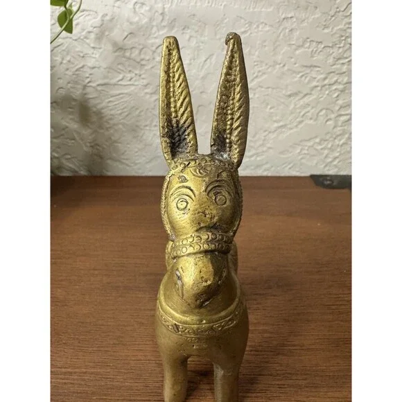 Vintage Brass Donkey Paperweight MCM Etched Details - Picture 2 of 9